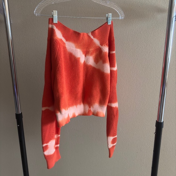 MSGM Sweaters - MSGM Orange Knit Off The Shoulder Tie Dye Sweater - Misses XS